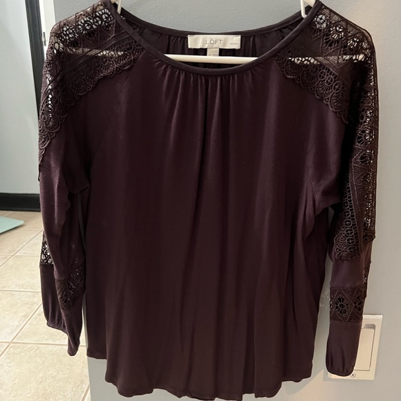 LOFT Tops - Loft Brand- Lace, Long Sleeve Blouse